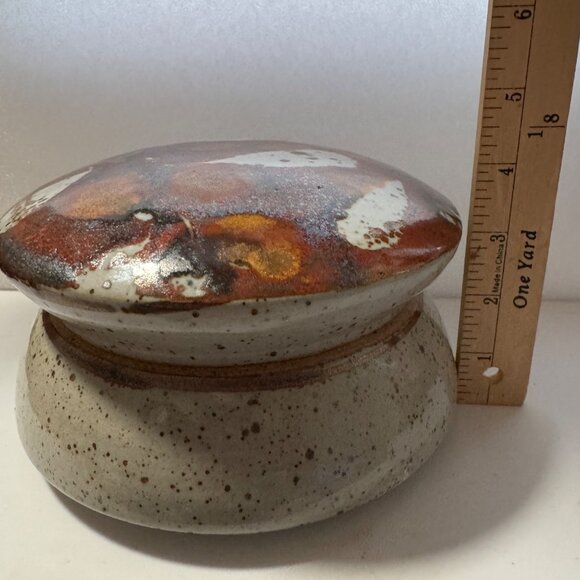 Studio Art Pottery Signed Bunny McBride Stoneware 2 Pc Jar Glazed Speckles RARE - Picture 5 of 16